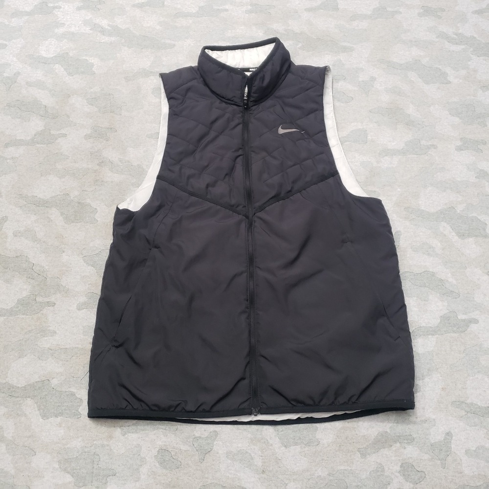 Nike Vest Mens Small Black Therma Fit Repel Full Zip Sleeveless